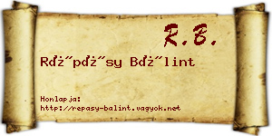 Répásy Bálint névjegykártya